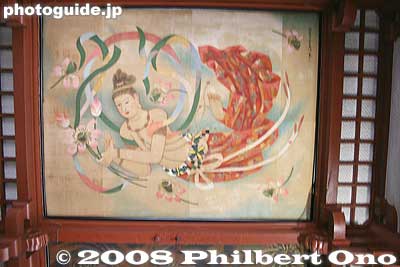 Painting on ceiling of Hondo worship hall.
Keywords: tokyo taito-ku asakusa kannon sensoji buddhist temple hall paintings