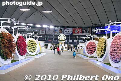 The best time to photograph the flowers is 10 min. before closing time (5:30 pm) when there are few people around.
Keywords: tokyo bunkyo-ku dome Japan Grand Prix International Orchids Festival show flowers 