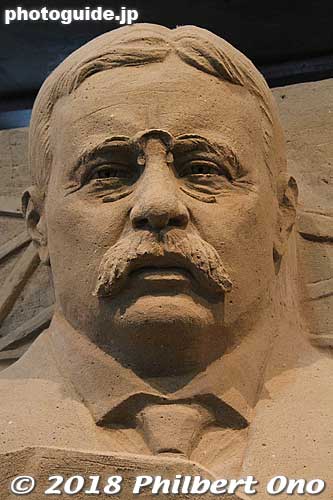President Theodore Roosevelt sand sculpture in Tottori.
Keywords: tottori Sand Museum sculptures