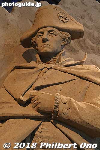 George Washington sand sculpture.
Keywords: tottori Sand Museum sculptures