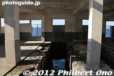 A Type 93 torpedo was 8.5 meters long and 61 cm wide. The kaiten was 14.75 meters long and 1 meter wide which is too big for this torpedo launching bay.
Keywords: yamaguchi ozushima island kaiten human manned torpedo suicide