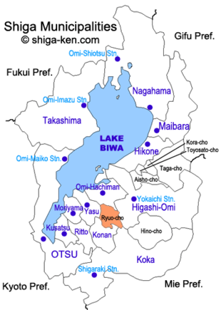 Map of Shiga with Ryuo highlighted
