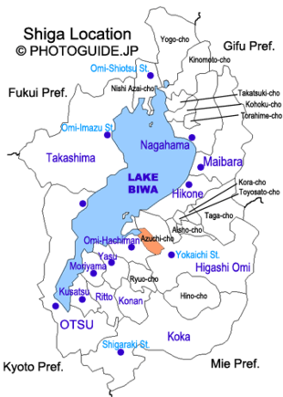 Map of Shiga with Azuchi highlighted