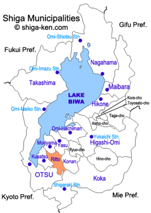 Map of Shiga with Ritto highlighted