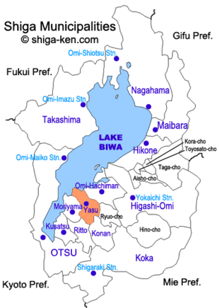 Map of Shiga with Yasu highlighted