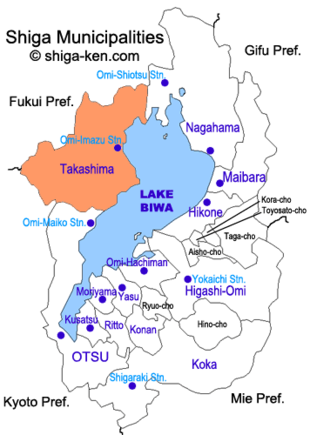 Map of Shiga with Takashima highlighted
