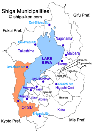 Map of Shiga with Otsu highlighted