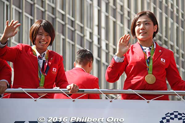 Kaori Matsumoto (judo bronze medalist in women's -57 kg) and Haruka Tachimoto (women's judo gold medalist, 70 kg).