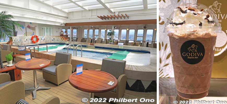 Poolside Lido Terrace and free Chocolixer on Nippon Maru.