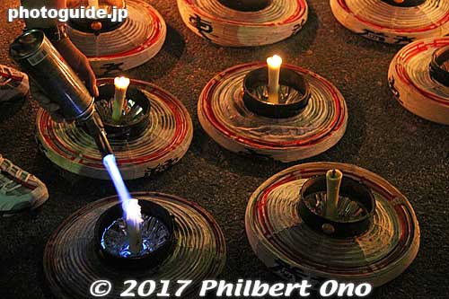 No cigarette lighters, just a bunsen burner to quickly light the candles in the lanterns.
Keywords: aichi handa dashi matsuri festival floats