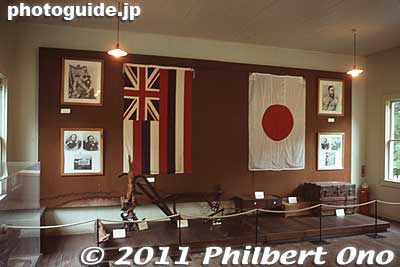 Inside Japanese Immigrant's Assembly Hall at Meiji Mura.
