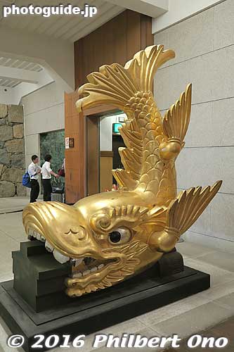 Replica of the castle's famous roof ornament, a golden carp.
Keywords: aichi nagoya castle