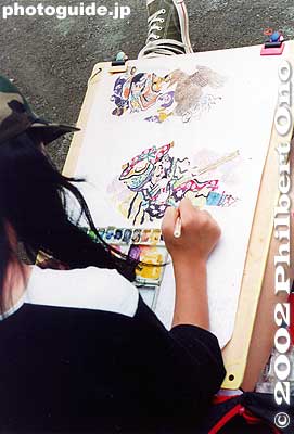 Perhaps she might be able to help paint (or build) the real thing someday.
Keywords: aomori nebuta matsuri festival float lantern japanpaint