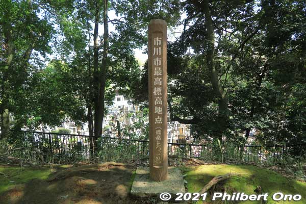 Marker indicating Ichikawa city's highest point (elevation). A whopping 30.1 meters above sea level.
Keywords: chiba ichikawa park hiking trail mizu midori kairo