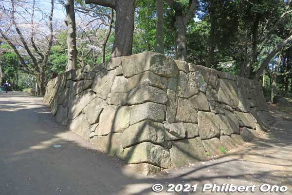 Castle-like stone foundation. Satomi Park is the site of Konodai Castle. However, this stone foundation is not original.
Keywords: chiba ichikawa park hiking trail mizu midori kairo