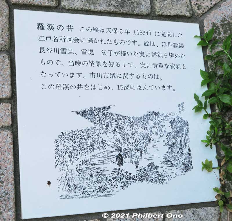 The Rakan-no-I well was actually depicted in this 1834 illustration, part of Illustrations of Edo's Noted Sights. 羅漢の井
Keywords: chiba ichikawa park hiking trail mizu midori kairo