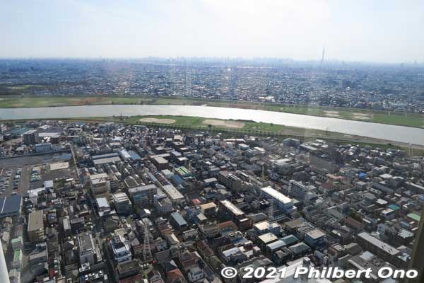 Looking west toward Edogawa River. On clear days, Mt. Fuji can also be seen.
Keywords: chiba ichikawa station Towers West