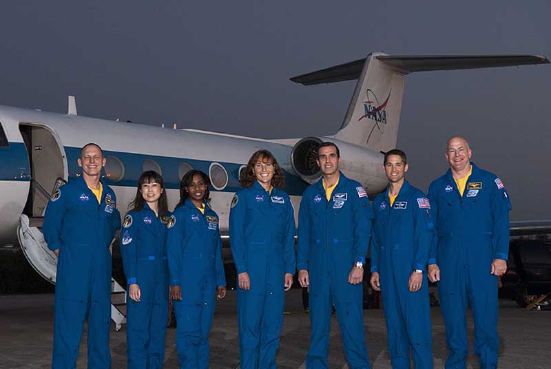 2010 April 1 -- STS-131 crew are ready for launch as they arrive at Kennedy Space Center via a NASA jet.

