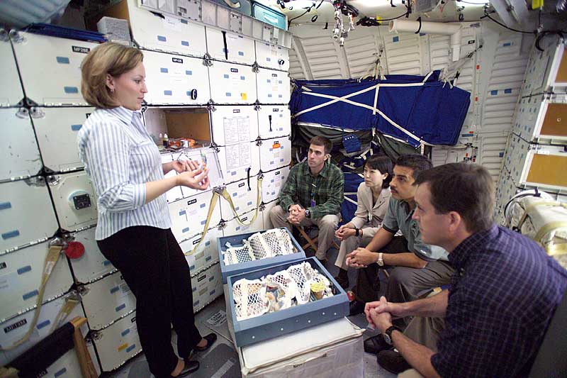 2 Feb. 2005 --- NASA?s 2004 class of astronaut candidates participates in a galley training session in the Crew Compartment Trainer...
2 Feb. 2005 --- NASA?s 2004 class of astronaut candidates participates in a galley training session in the Crew Compartment Trainer (CCT-2) in the Space Vehicle Mockup Facility at Johnson Space Center. Pictured (seated, from back to front) are Christopher J. (Chris) Cassidy, Japan Aerospace Exploration Agency (JAXA) astronaut Naoko Yamazaki, Jose M. Hernandez and Richard R. (Ricky) Arnold II.
