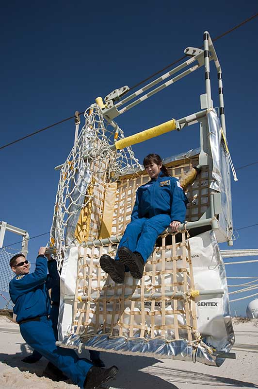 2010 March 4 --- Training for emergency escape during the Terminal Countdown Demonstration Test at Kennedy Space Center.
