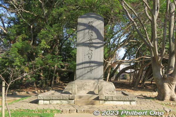 Saginuma Castle was built by a local lord named Saginuma Taro Genta Mitsuyoshi. This is a monument for him. 鷺沼太郎源太光義の碑
Keywords: Chiba Narashino Saginuma Castle park tumuli burial mound