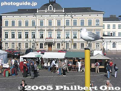 Helsinki waterfront market place and seagull　マーケット広場
The waterfront and market square is one of the city's most picturesque areas.

ヘルシンキ市内の一番美しいところ。
Keywords: Finland Helsinki Suomenlinna スオメンリンナ