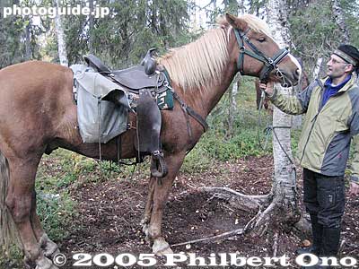 Finnish horse and owner
Keywords: Finland river rafting Kitkajoki