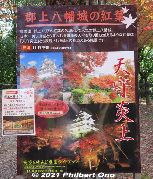 Small admission is charged to enter the castle's main tower. A combination ticket ¥700 is recommended to also see Jion-zenji Temple
Keywords: gifu Gujo Hachiman Castle autumn foliage leaves maples