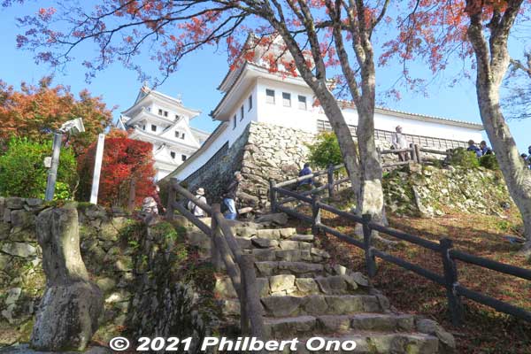 Steps to the castle's main keep.
Keywords: gifu Gujo Hachiman Castle autumn foliage leaves maples