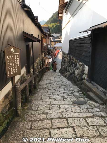 Small alley to Sogisui natural spring. The Kitamachi area of Gujo-Hachiman is also  a National Important Traditional Townscape Preservation District (重要伝統的建造物群保存地区).
Keywords: gifu gujo hachiman kitamachi kodara river