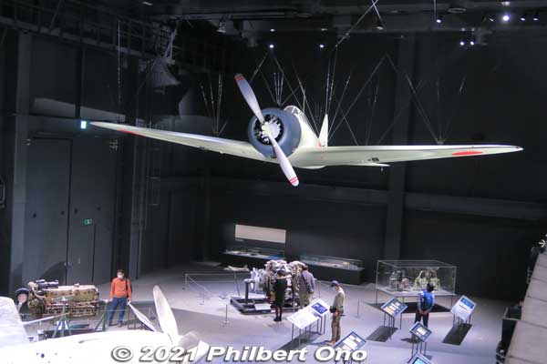 Full-size replica of Mitsubishi A6M1 Zero fighter prototype. 十二試艦上戦闘機（「零戦」試作機）（三菱A6M1） （1/1模型）
Keywords: gifu Kakamigahara Air Space Museum aviation airplane