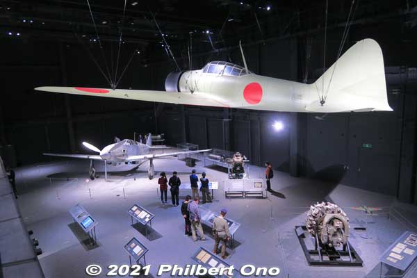 Mitsubishi A6M1 Zero fighter prototype replica. 十二試艦上戦闘機（「零戦」試作機）（三菱A6M1） （1/1模型）
Keywords: gifu Kakamigahara Air Space Museum aviation airplane