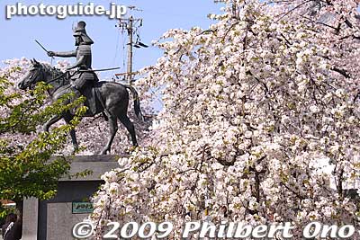 Statue of Lord Toda Ujikane who was the Ogaki Castle lord in 1635.
Keywords: gifu ogaki castle cherry blossoms sakura japansculpture japansamurai