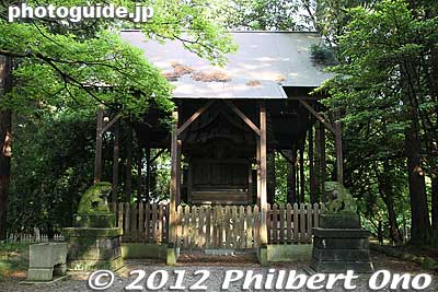 Hachiman Shrine on Tatebayashi Castle's Honmaru. The shrine has a protective housing. Hachiman was the patron god of Tatebayashi Castle, Gunma.
Keywords: gunma tatebayashi jonuma japancastle hachiman shrine honmaru