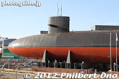 The museum has one normal building and this decommissioned submarine accessible from the main museum building. The submarine is largely intact on the inside.
Keywords: hiroshima kure JMSDF Japan Maritime Self-Defense Force museum submarines