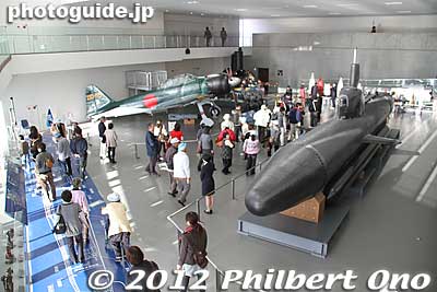 Another large exhibition room had a Japanese Zero fighter plane, kaiten manned torpedo, and midget submarine.
Keywords: hiroshima kure battleship yamato museum maritime boat
