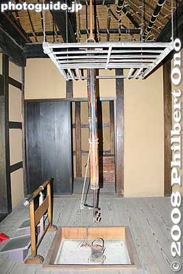 Inside Mitobe house with a hearth.
Keywords: hokkaido date rekishi no mori park history museum thatched roof famer house minka