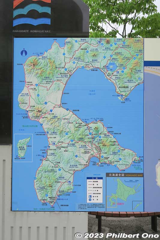 Map of southern Hokkaido with Uchiura Bay.
