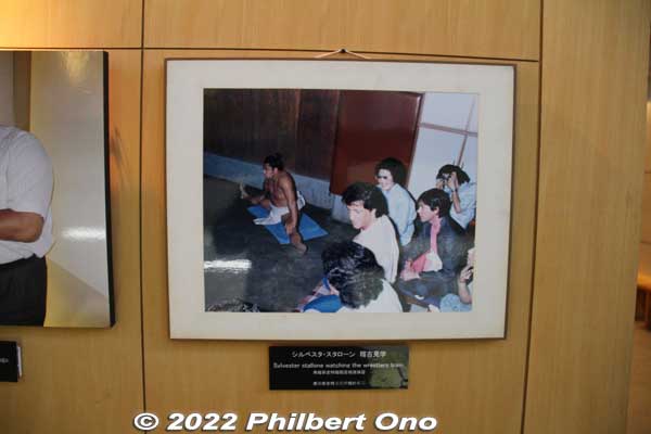 Photo of actor Sylvester Stallone visiting Kokonoe Stable and Chiyonofuji practicing.
Keywords: hokkaido matsumae sumo museum Yokozuna Chiyonoyama Chiyonofuji