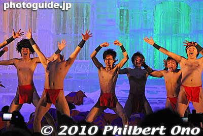 Then the boys took off their clothes and jumped around. It must've been very cold. More [url=http://photoguide.jp/pix/thumbnails.php?album=779]Sapporo Snow Festival 2010 photos here.[/url]
Keywords: hokkaido sapporo snow festival