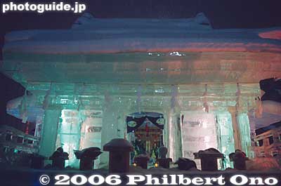 A Shinto shrine made of ice.
