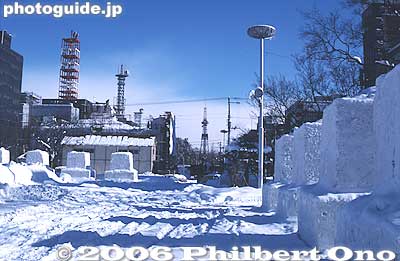 The large citizens' area feature smaller snow sculptures created by city citizens. Snow blocks are provided.
Keywords: hokkaido sapporo snow festival