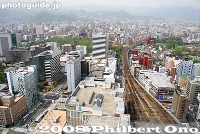 View of Sapporo Station's west side from JR Tower. See the roof of Daimaru Dept. Store.
Keywords: hokkaido sapporo train station