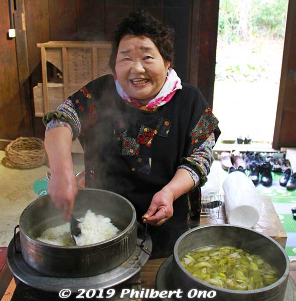 At Arigatee, we were charmed by the delightful Sumi-chan, a retired local farmer. She helped cook our lunch. Rice locally grown in Kita-Ibaraki. Thank you Sumi-chan for smiling!
Keywords: ibaraki kitaibaraki arigatee japanfood