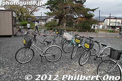 Rental bicycles near Chusonji.
Keywords: iwate hiraizumi world heritage site buddhist temples chusonji tendai deer dance