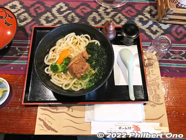 Basha-yamamura restaurant is a great place for lunch. The terrace has ocean views. This is the cheapest dish on the menu, Tonkotsu udon noodles for ¥1,000. 豚骨うどん
Keywords: kagoshima amami oshima resort hotel restaurant