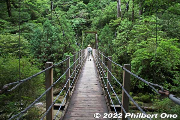 Seiryo-bashi suspension bridge. After this bridge, it's a short walk back to the parking lot, bus stop, or starting point. 清涼橋
Keywords: Kagoshima Yakushima Yakusugi Land cedar tree