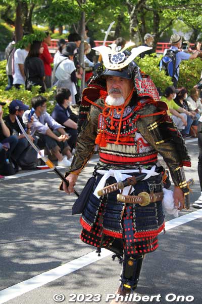 Very elaborate handmade samurai armor and costume. Odawara, Kanagawa.
Keywords: Kanagawa Odawara Hojo Godai Matsuri Festival samurai parade japansamurai