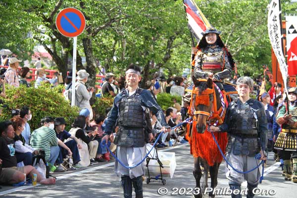 The third Odawara Castle lord, Hojo Ujiyasu played by a woman. 三代北条氏康隊
Keywords: Kanagawa Odawara Hojo Godai Matsuri Festival samurai parade