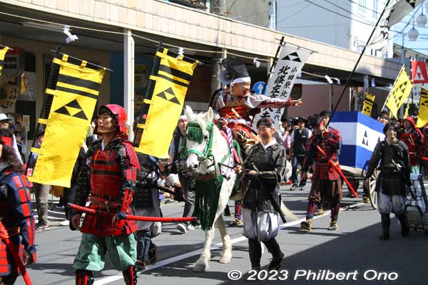 The fifth Odawara Castle Hojo lord, Hojo Ujinao played by Yanagisawa Shingo. 五代氏直 (柳沢慎吾)
Keywords: Kanagawa Odawara Hojo Godai Matsuri Festival samurai parade